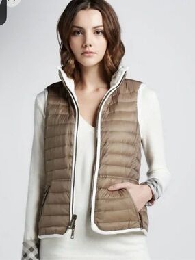 Burberry Brit | Reversible Wool Cable Knit Down Filled Puffer Vest - Medium